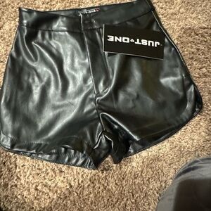 Just One faux leather shorts S with tag
